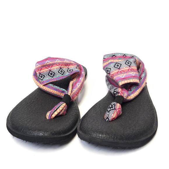 Sanuk Womens Size 10 Yoga Mat Slingback Flip Flop Sandals Bright Aztec Print​ - Picture 2 of 11